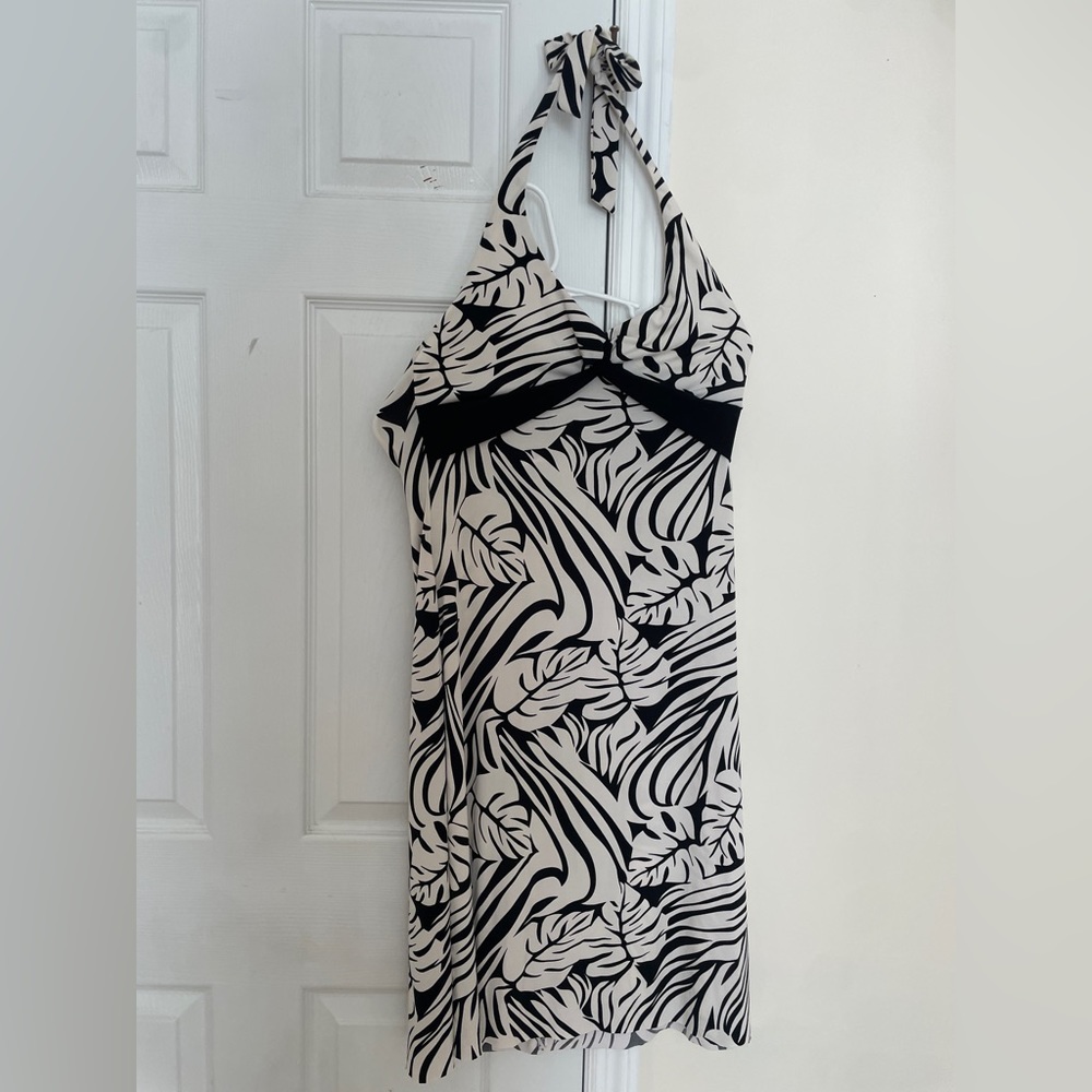 BLACK PATTERN HALTER DRESS